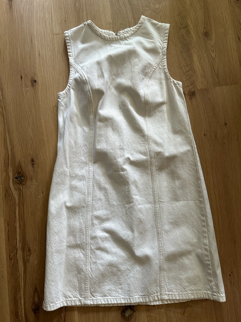 Abercrombie & Fitch Cream Sleeveless Zip-Back Denim Dress